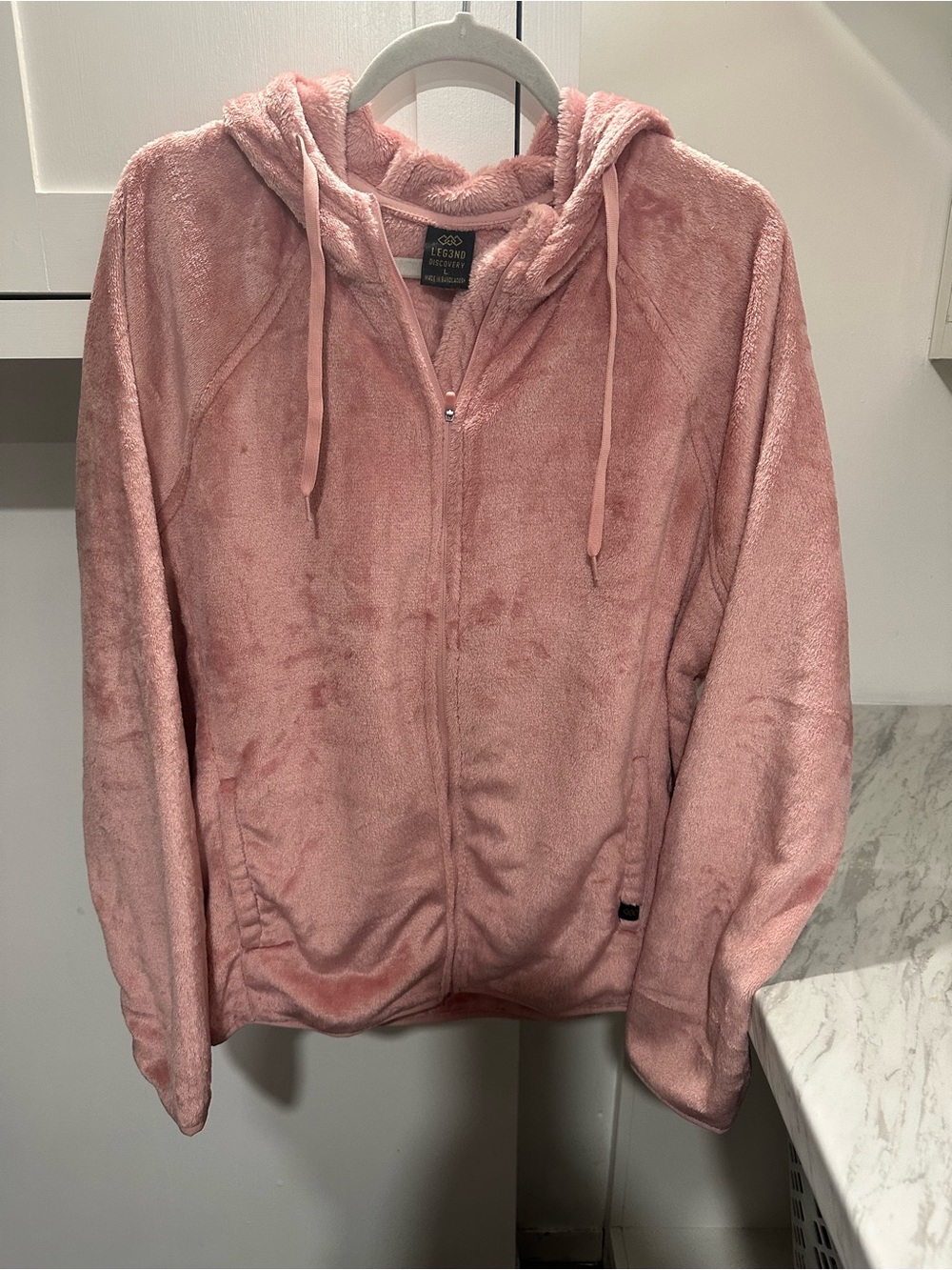 Discovery Plush Zip-Up Hoodie in Soft Pink